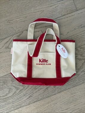 Kilte Summer Club Canvas Tote Bag in Ivory & Red